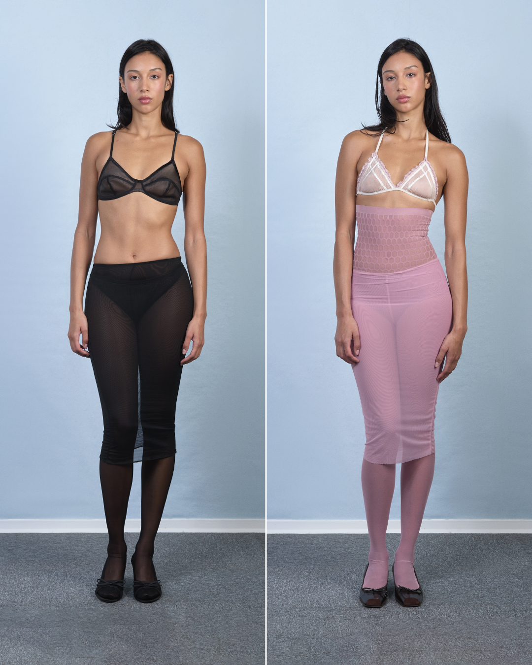 Skirted Tights Duo Black+Pink